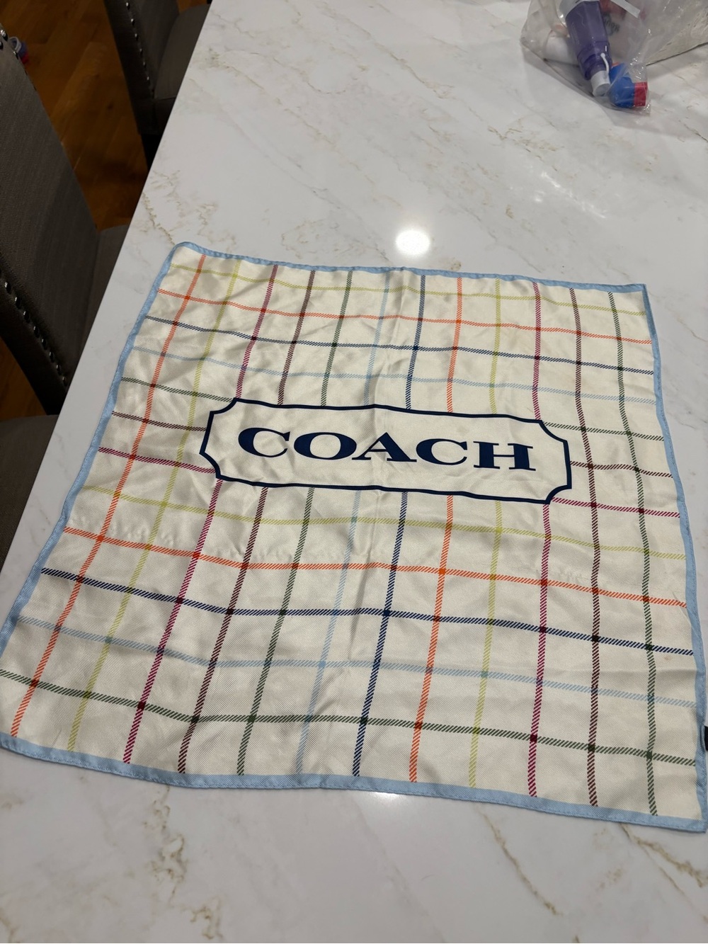 COACH Multicolor Plaid 100% Silk Square  - 20x20